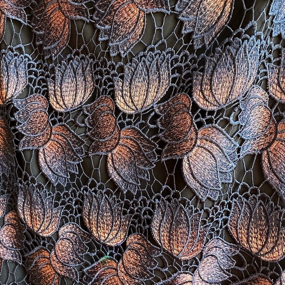 NWT Milly Kait Metallic Ombre Strapless Tulip Dress 8 Navy Blue Copper Lace - Picture 6 of 11